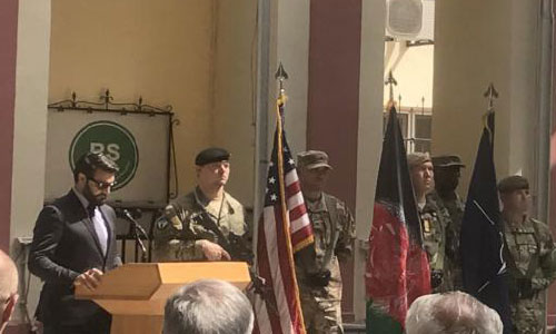 Mohib Welcomes  Incoming US Commander