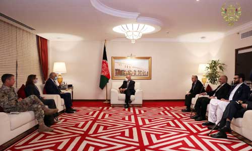 Ghani, Khalilzad, Gen. Miller Discuss Afghan Peace in Doha