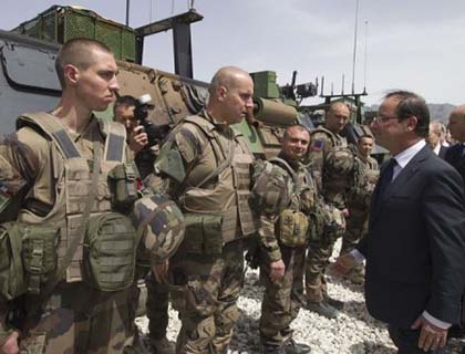 Hollande Meets with Troops in Afghanistan