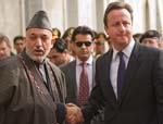 Karzai, Cameron  Confer on Peace Campaign